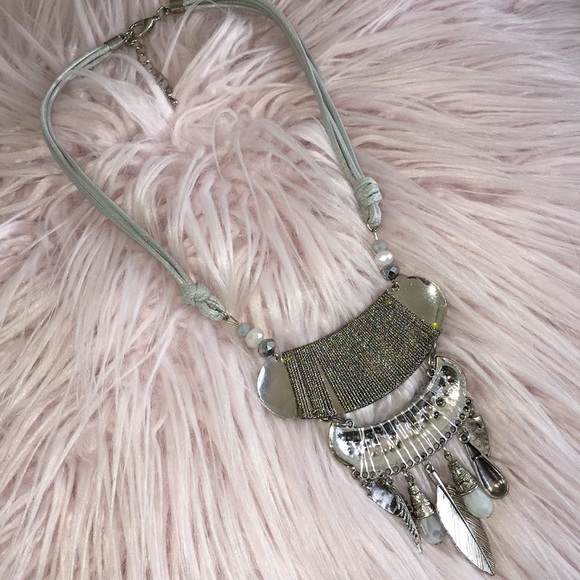 Stunning Silver Bohemian Statement Necklace With Lots of Embellished Details - Picture 8 of 12